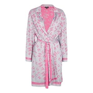 CHANEL Pink and Gray Logo Robe